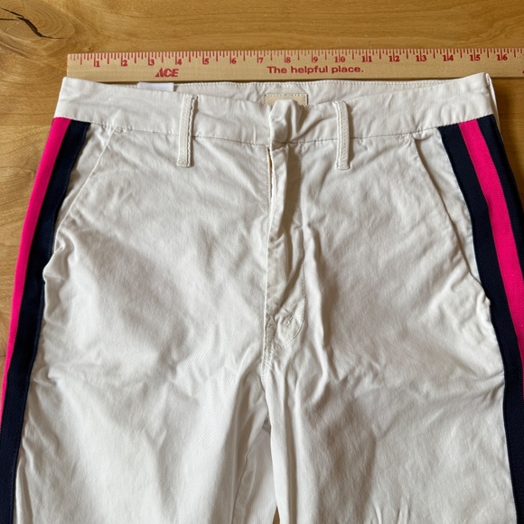 MOTHER THE STRAIGHT SHAKER ANKLE PREP CROPPED PANT WHITE CHALK RACER STRIPE 28 - Picture 7 of 11